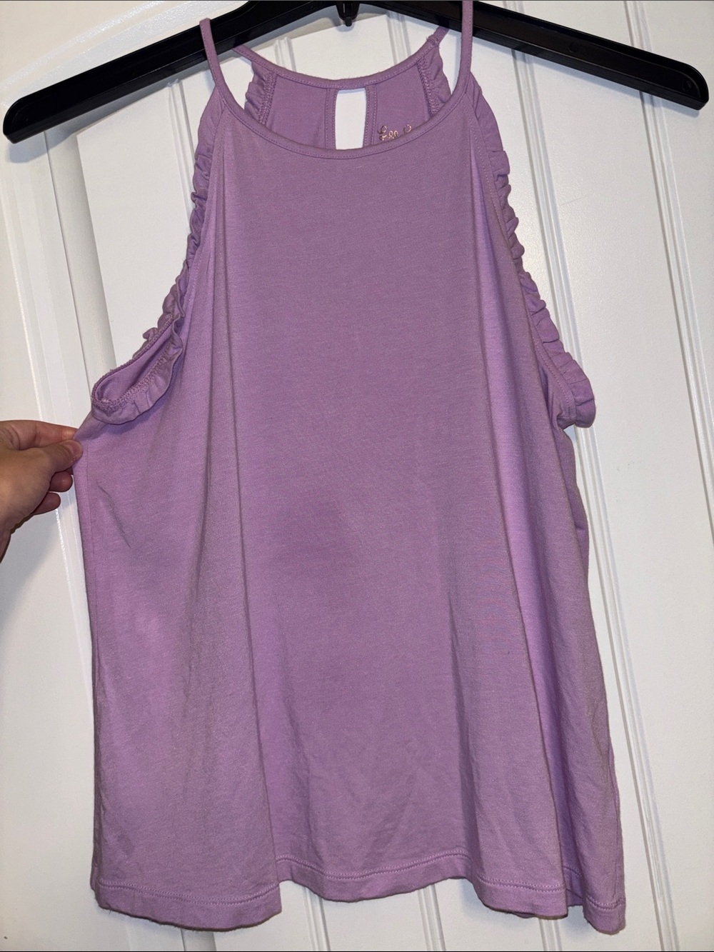 Lilly Pulitzer Lavender Halter Tank Top Ruffled Scalloped Keyhole Back